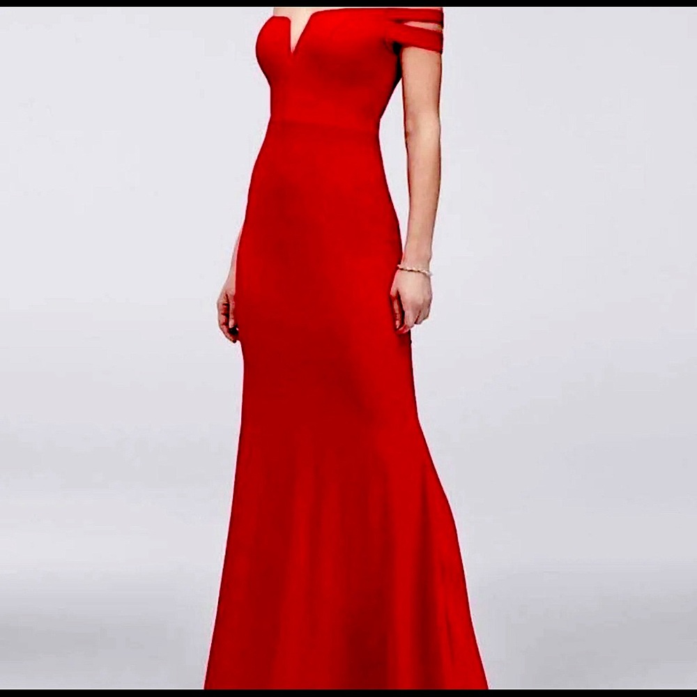 Red Off-the-Shoulder Formal Dress